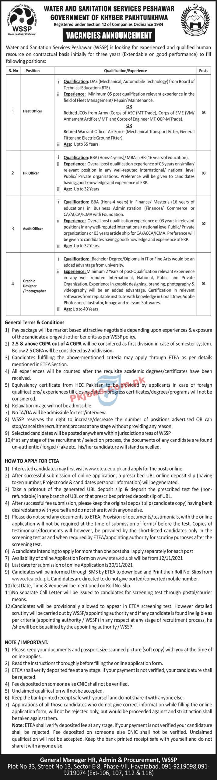 WSSP PK Jobs 2021 | Water & Sanitation Services Head Office Announced Management PK Jobs 2021