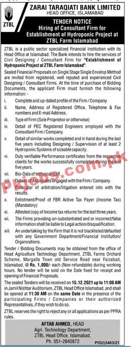 ZTBL PK Jobs 2021 | Zarai Taraqiati Bank Limited ZTBL Announced Latest Management PK Jobs 2021