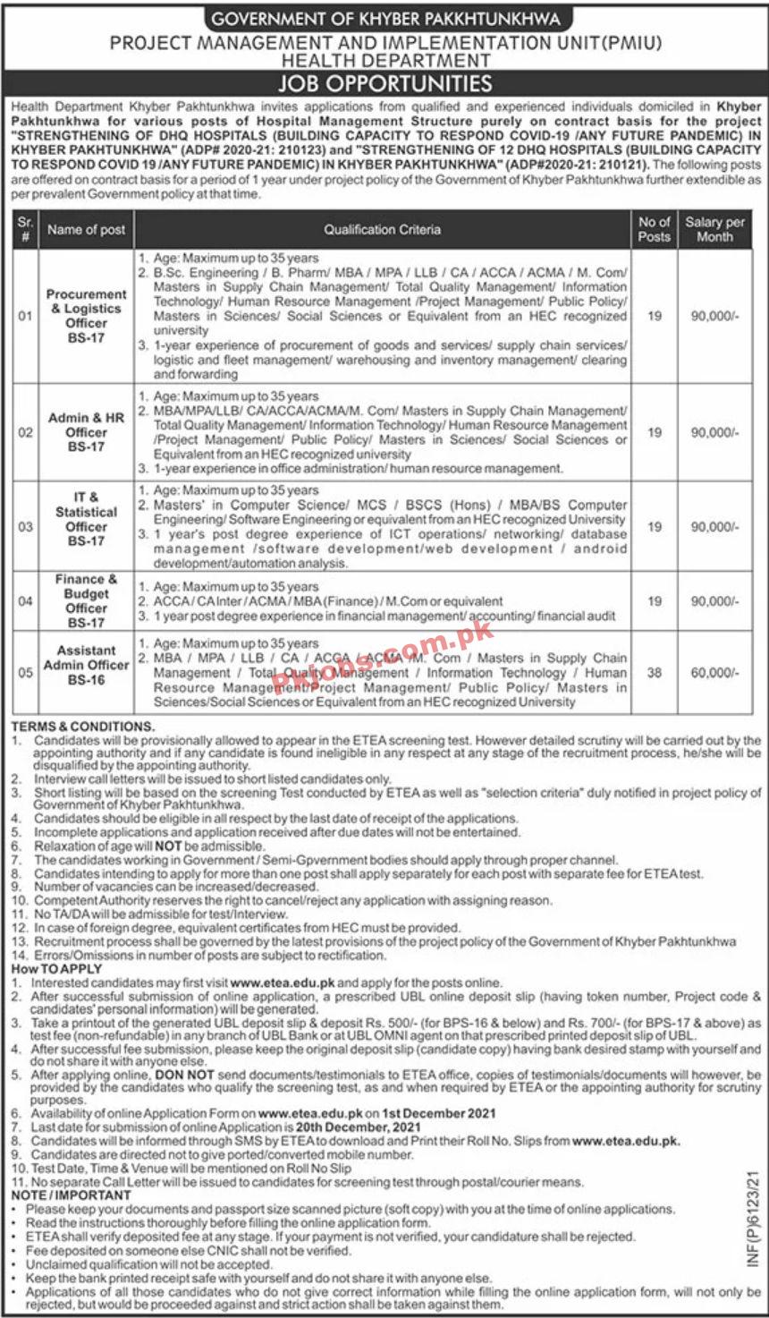 Jobs in Health Department Khyber Pakhtunkhwa