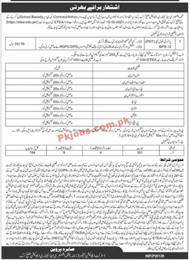 Jobs in Elementary & Secondary Education Karak