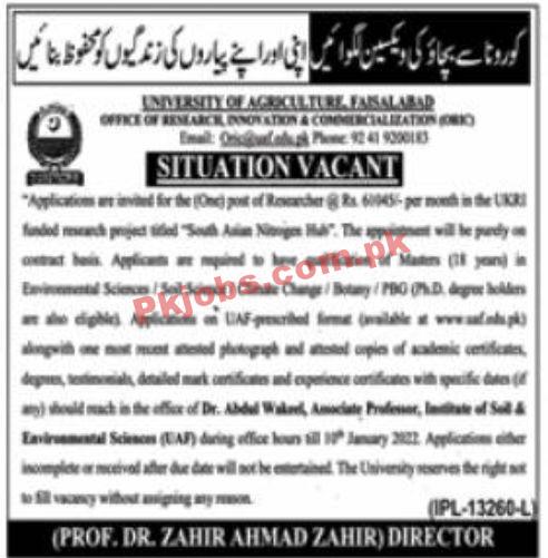 Jobs in University of Agriculture Faisalabad