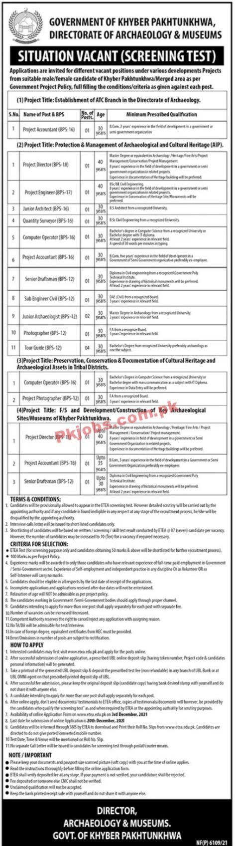 Archaeology PK Jobs 2021 | Ministry of Archaeology & Museums Head Office Announced Management Jobs 202