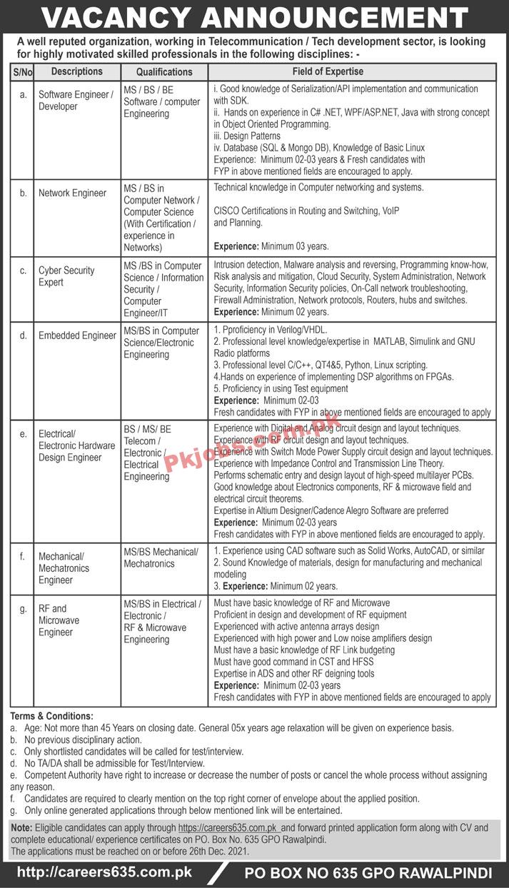 Federal PK Jobs 2021 | Federal Sector Telecommunication Organization Head Office Announced Management & Engineering PK Jobs 2021