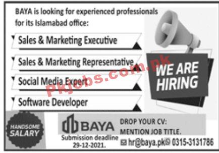Jobs in BAYA Group Islamabad
