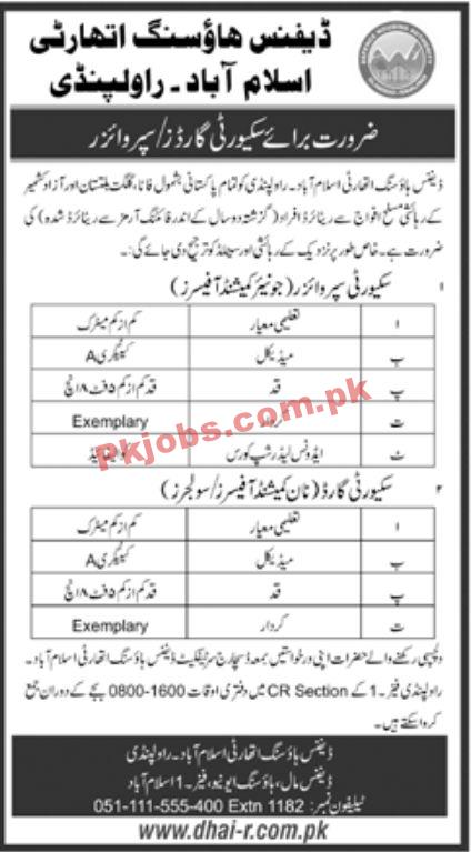 Jobs in Defence Housing Authority Islamabad