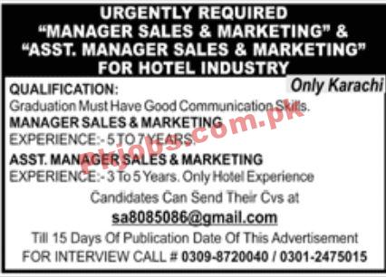 Jobs in Hotel Industry Karachi