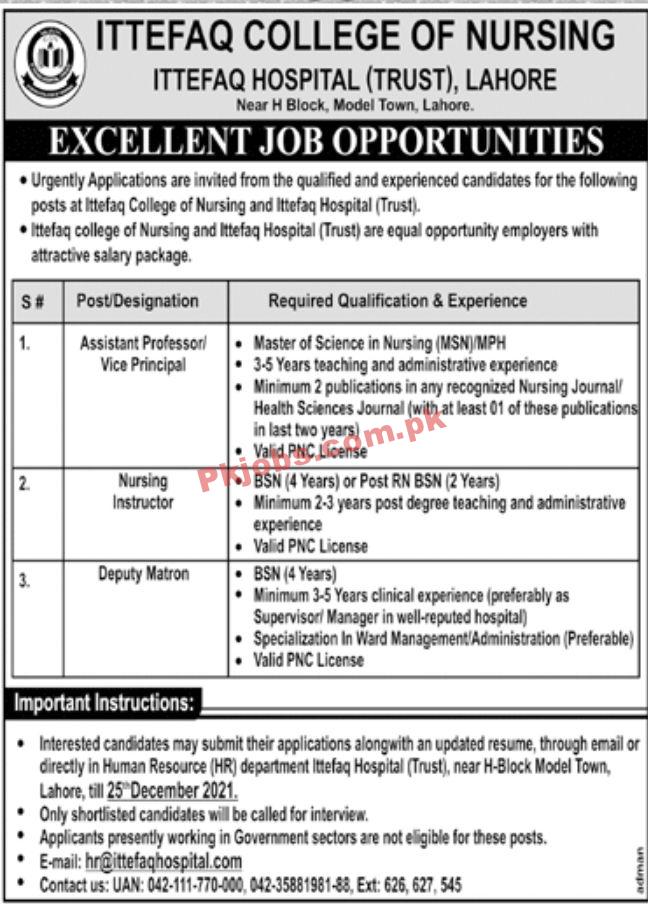 Jobs in Ittefaq College of Nursing