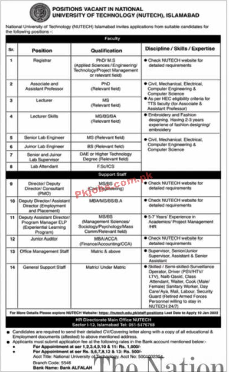 Jobs in NUTECH Islamabad