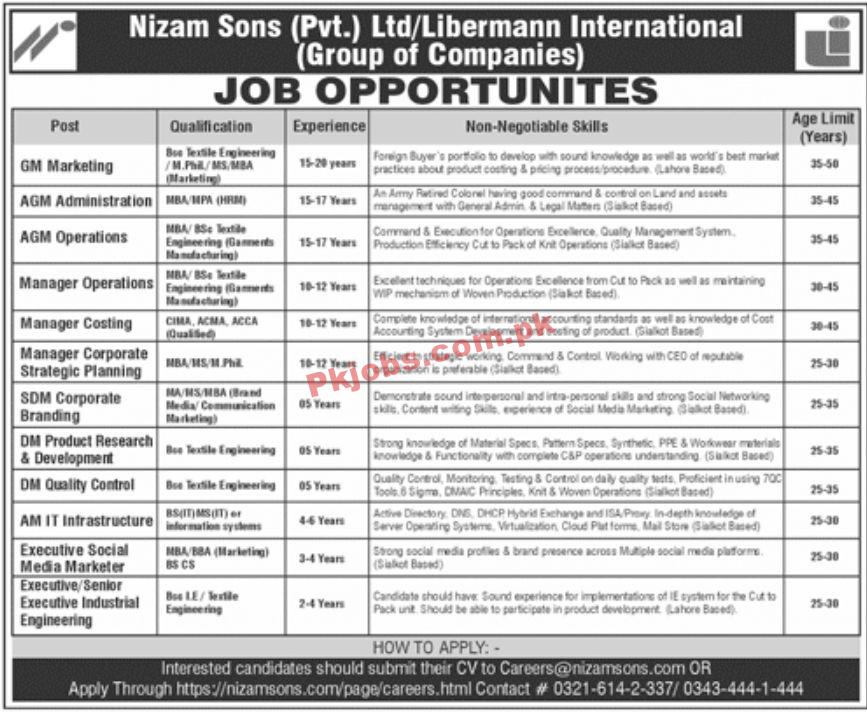 Jobs in Nizam Sons Pvt Ltd