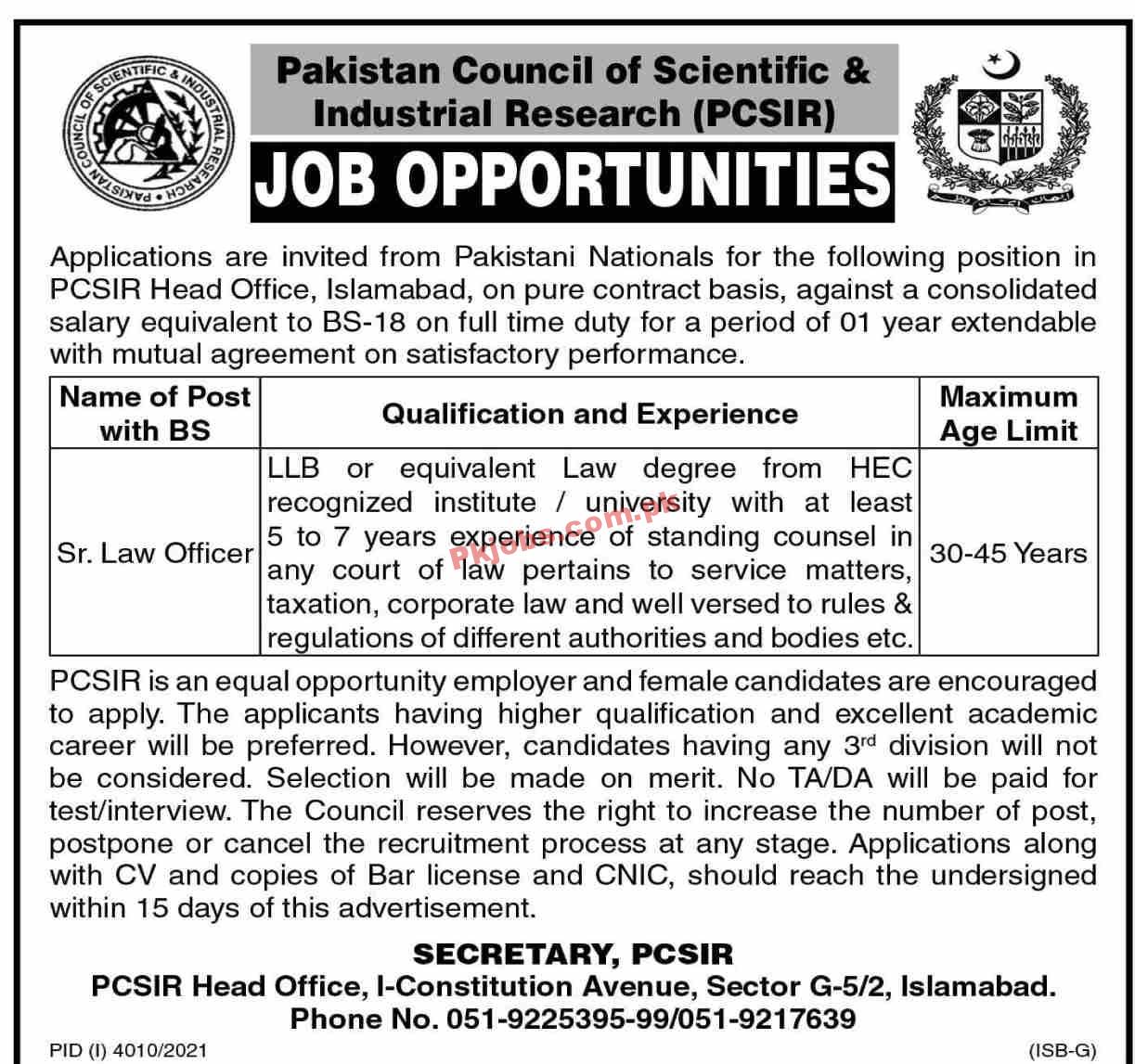 Jobs in Pakistan Council of Scientific & Industrial Research