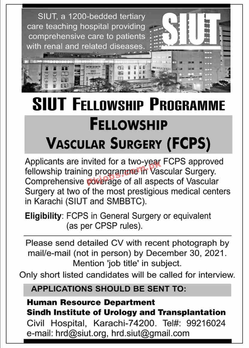 Jobs in Sindh Institute of Urology and Transplantation SIUT