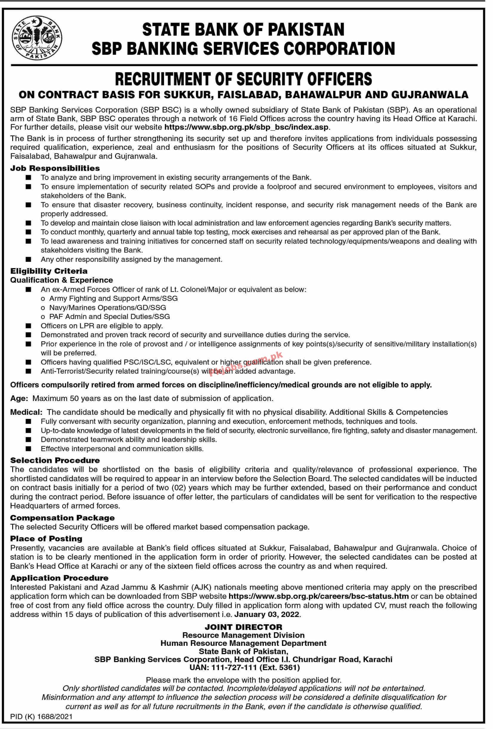 Jobs in State Bank of Pakistan SBP Banking Services Corporation