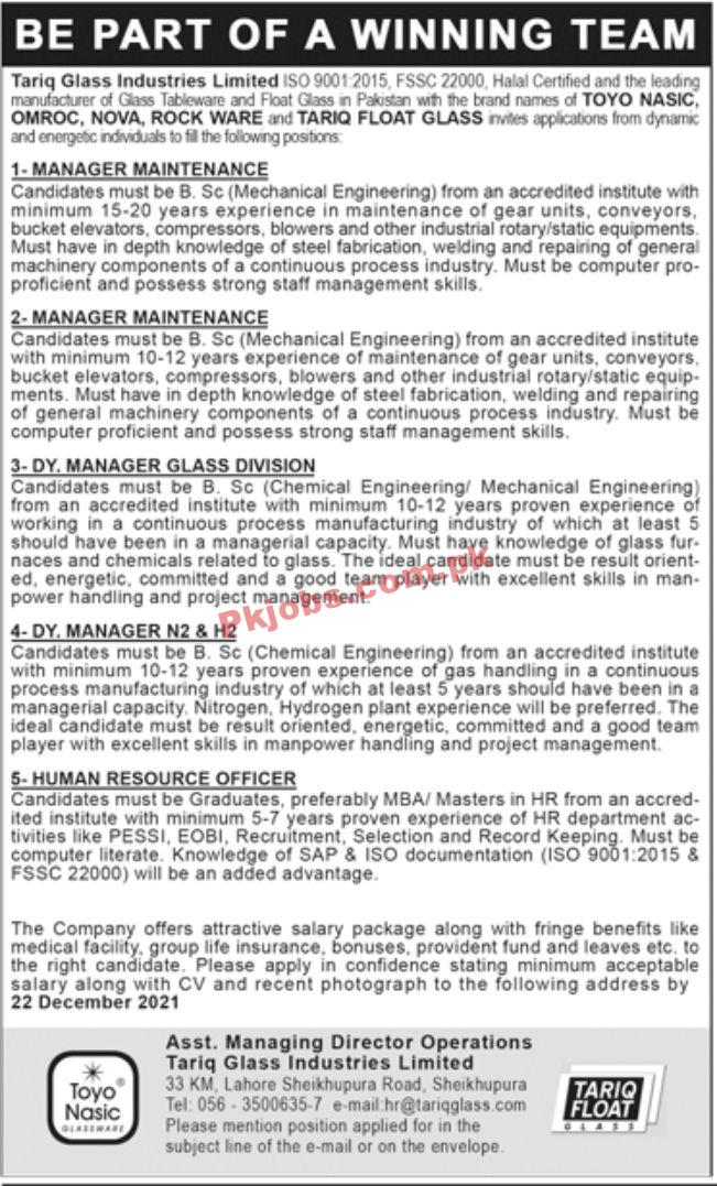 Jobs in Tariq Glass Industries Limited