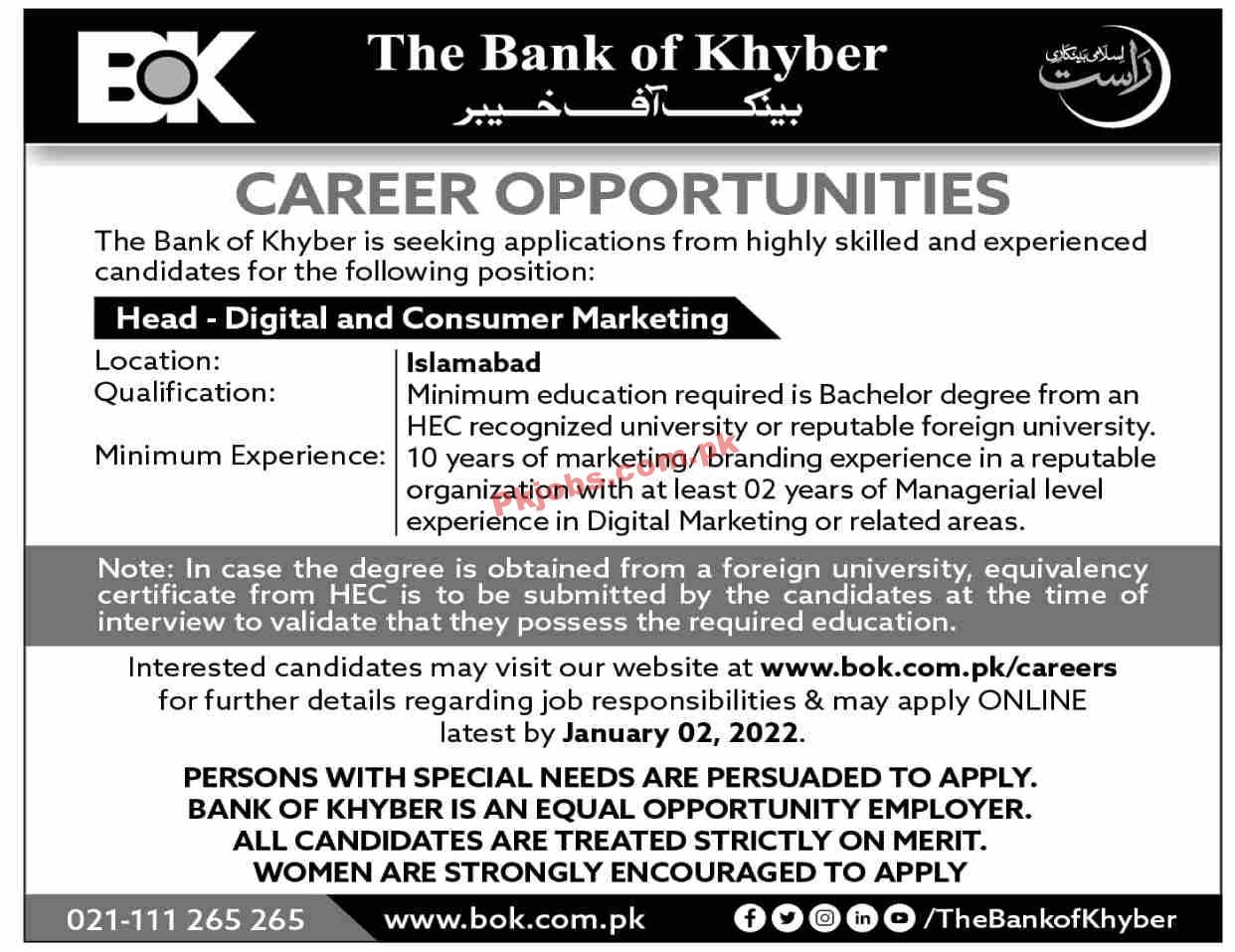 Jobs in The Bank of Khyber