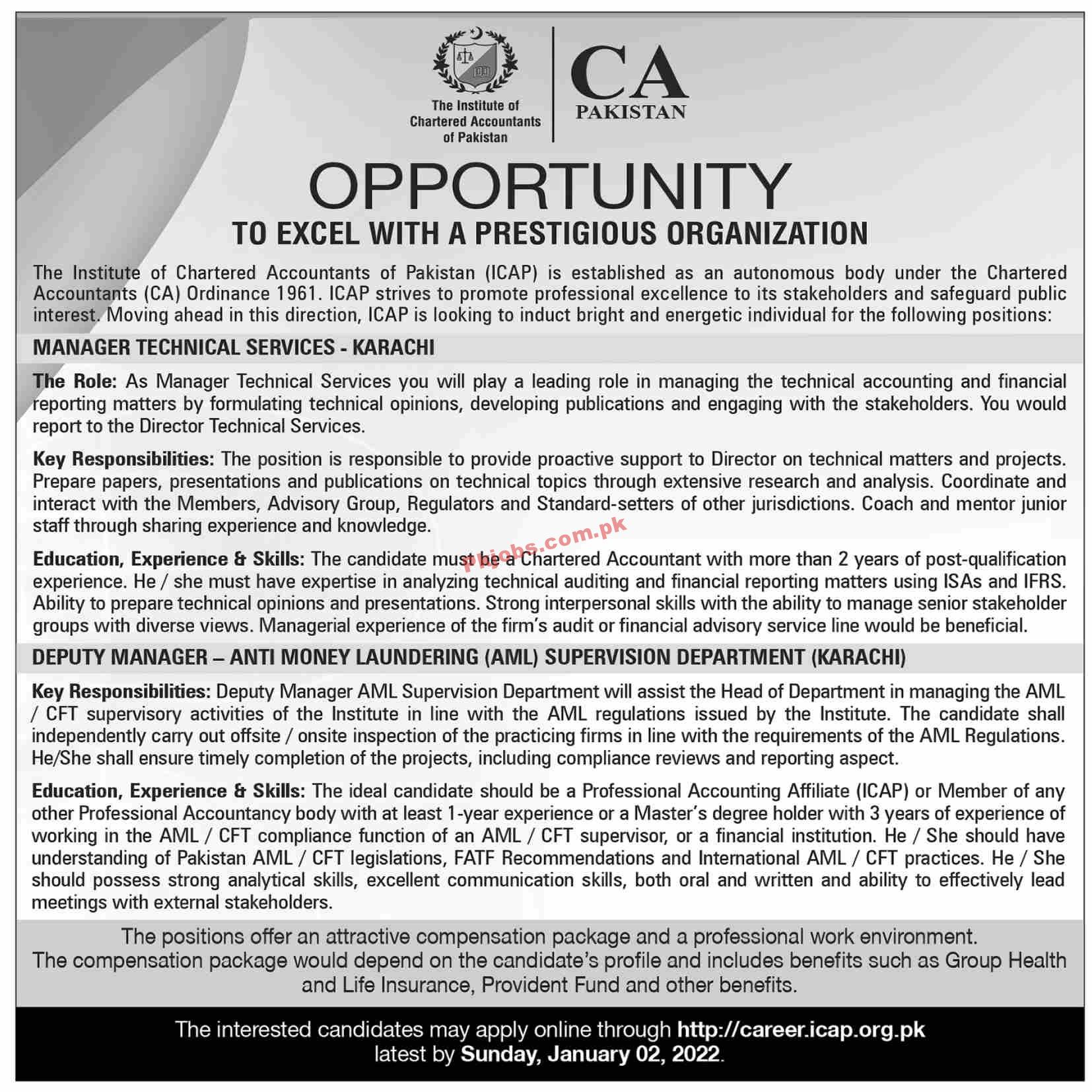 Jobs in The Institute of Chartered Accountants of Pakistan ICAP