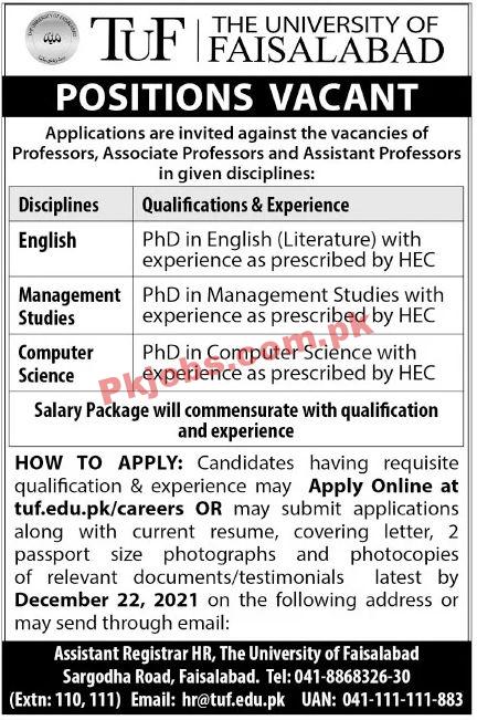 Jobs in The University of Faisalabad TUF