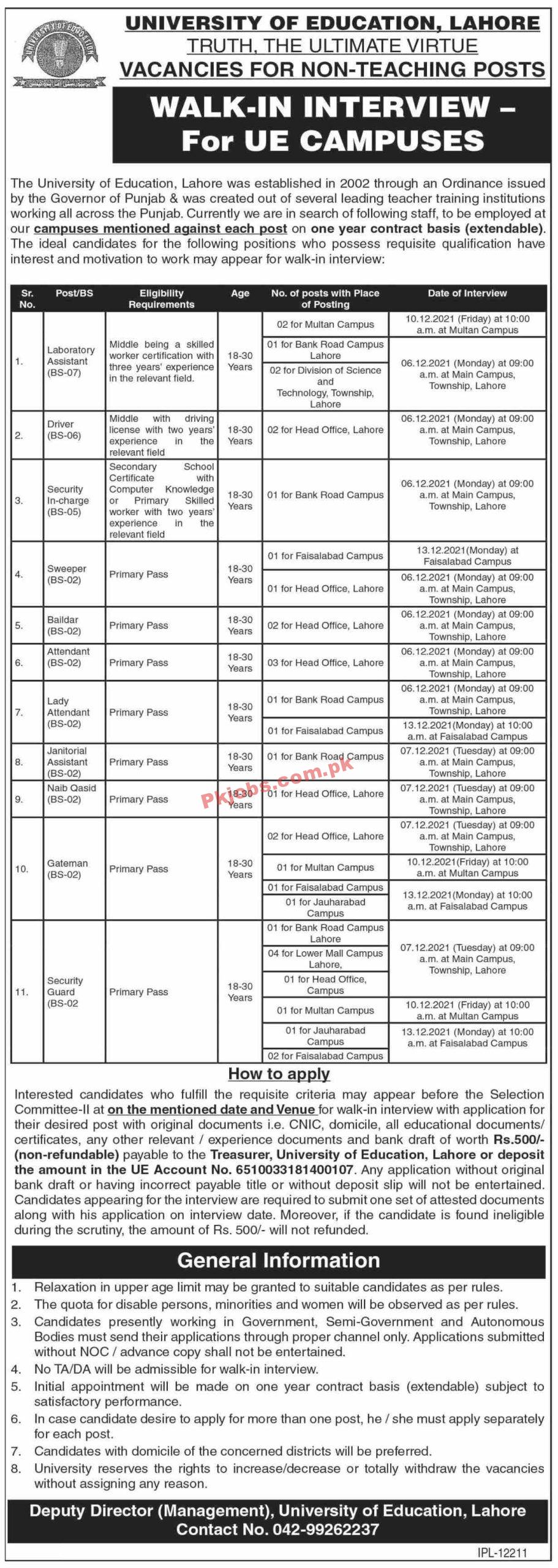 Jobs in University of Education Lahore