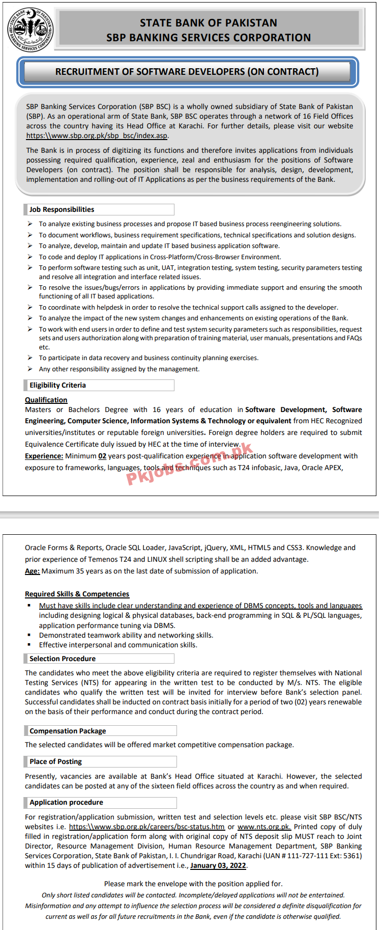 SBP PK Jobs 2021 | State Bank of Pakistan SBP Headquarters Announced Management PK Jobs 2021