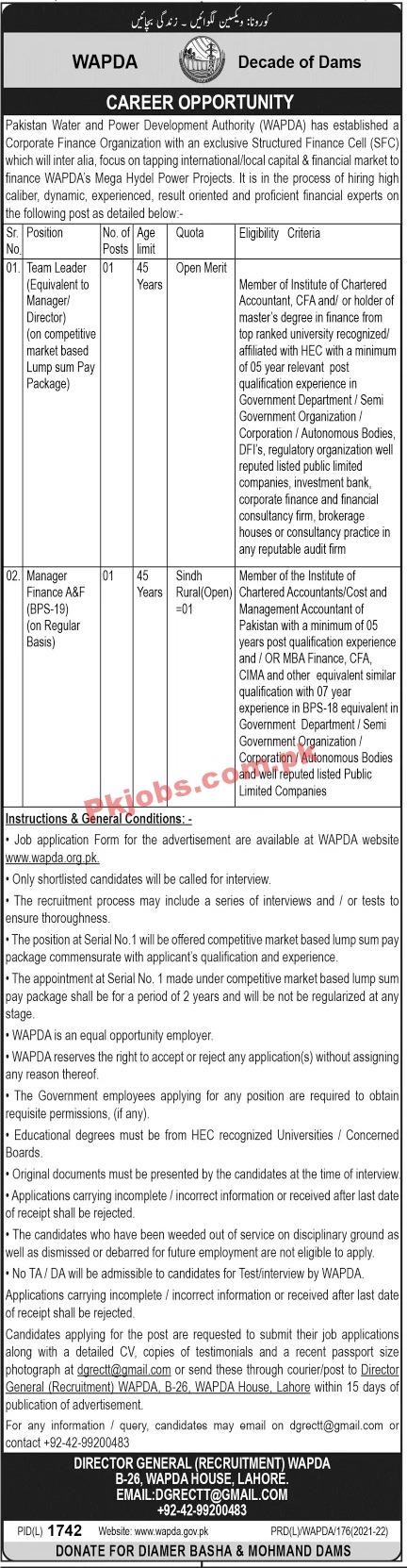 WAPDA PK Jobs 2021 | Water & Power Development Authority WAPDA Headquarters Announced Management PK Jobs 2021