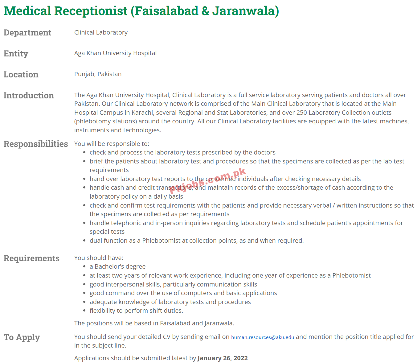 Aga Khan Jobs 2022 | Aga Khan University Hospital Headquarters Management Jobs 2022