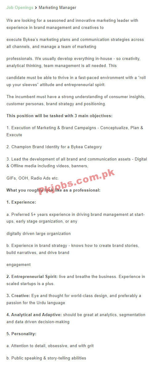 Bykea Jobs 2022 | Bykea Pakistan Company Head Office Announced Management Jobs 2022