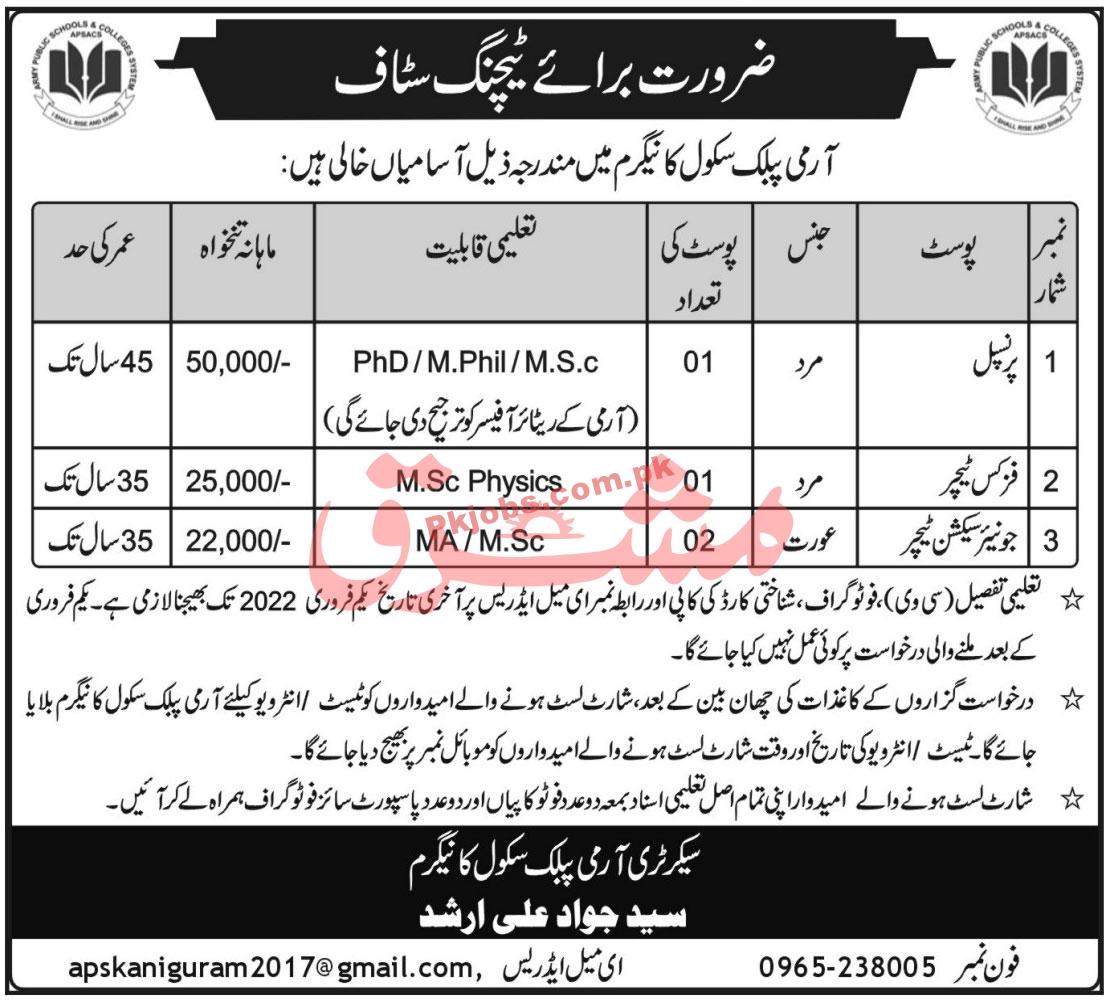 Jobs in Army Public School