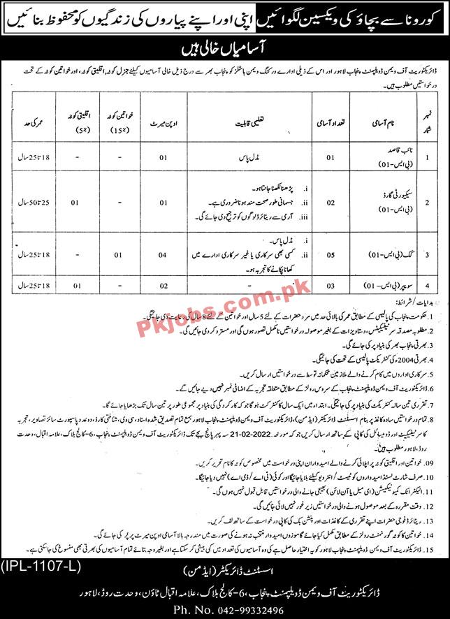 Jobs in Directorate of Women Development Punjab Lahore