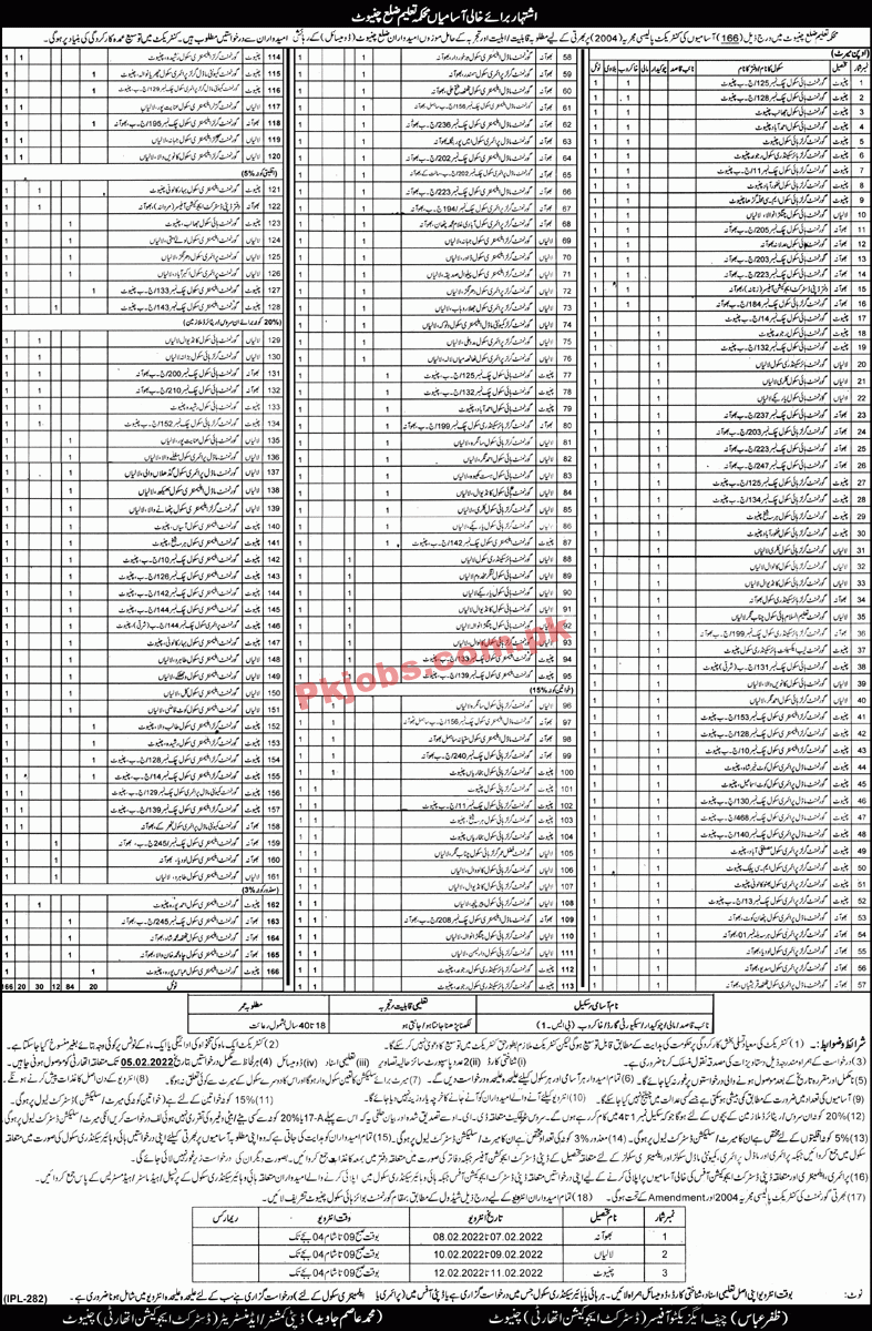 Jobs in District Education Authority Chiniot