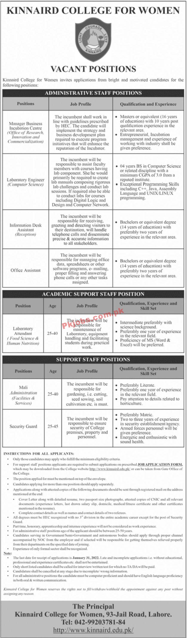 Jobs in Kinnaird College for Women