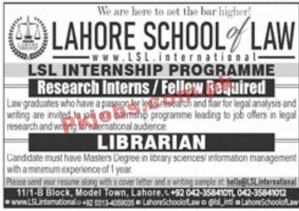 Jobs in Lahore School of Law