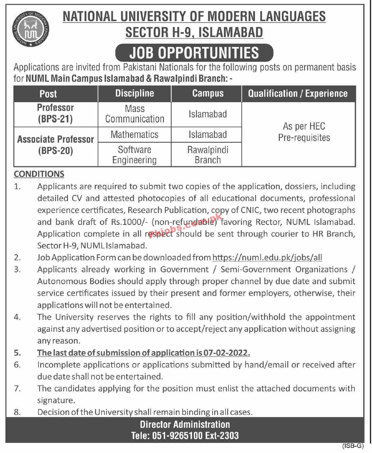 Jobs in National University of Modern Languages