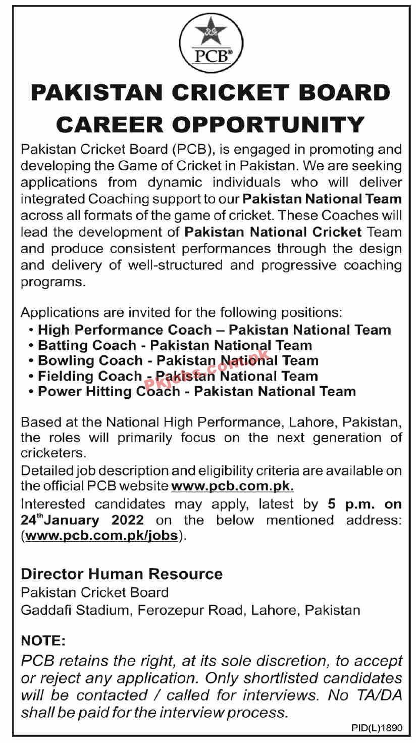 Jobs in Pakistan Cricket Board PCB