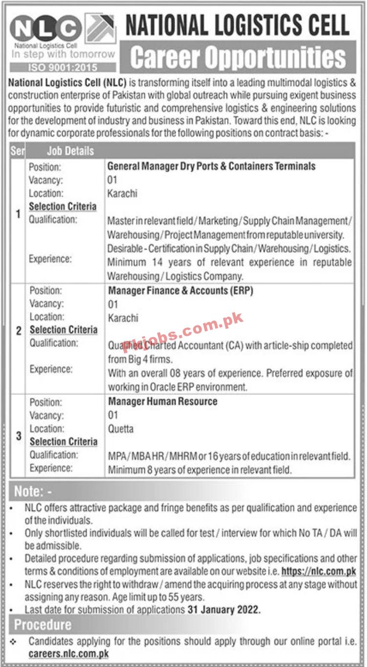 National Logistics Cell Jobs January 2022