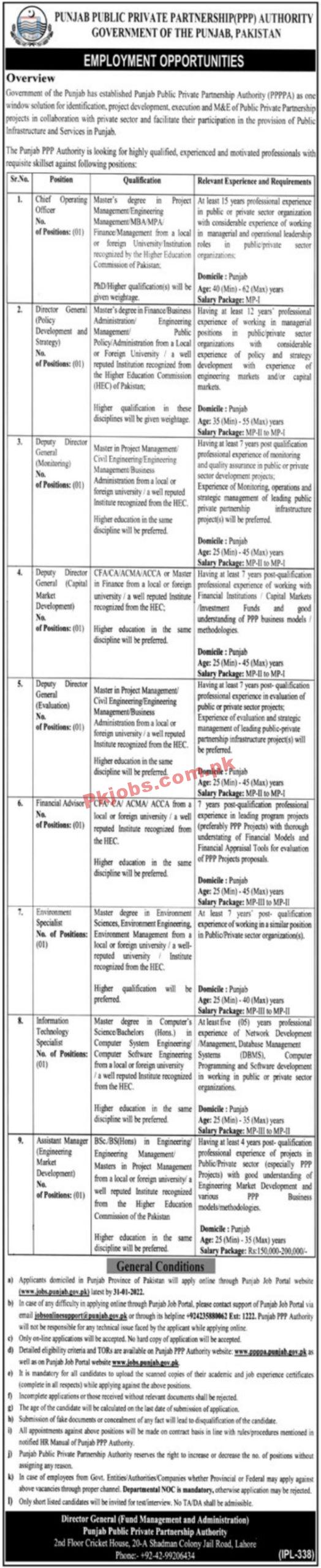 PPPA Jobs 2022 | Public Private Partnership Authority PPPA Head Office Announced Management Jobs 2022