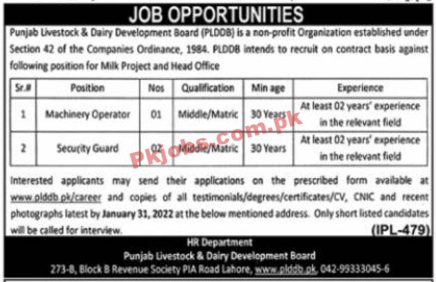 Punjab Livestock & Dairy Development Board Jobs January 2022