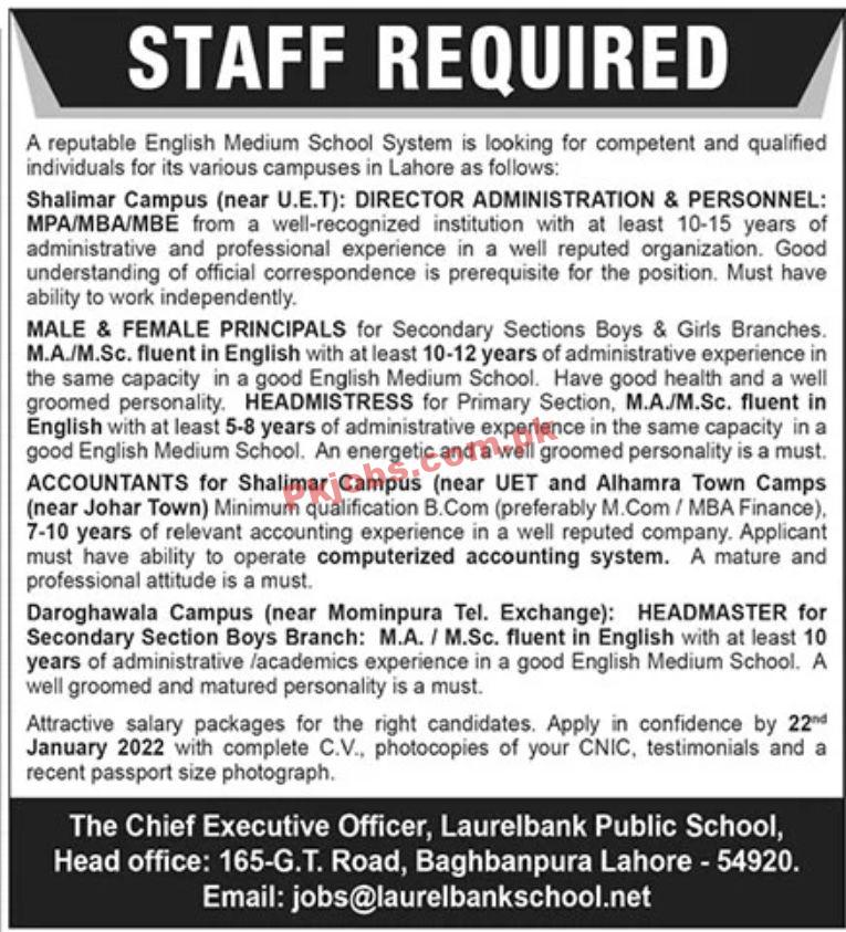 Reputable English Medium School System Jobs January 2022