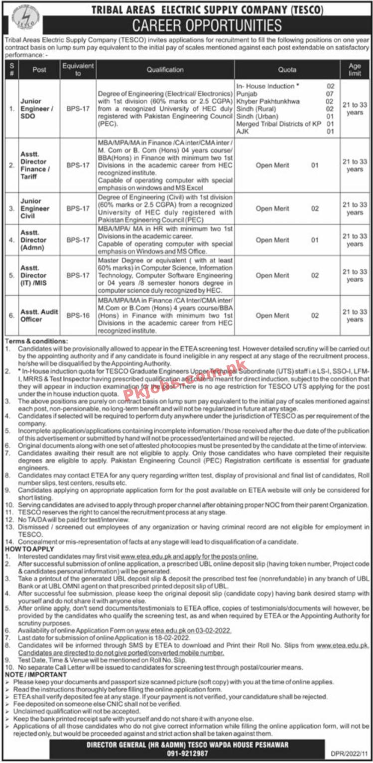 TESCO Jobs 2022 | TESCO Electric Power Supply Company Headquarters Latest Recruitments Jobs 2022