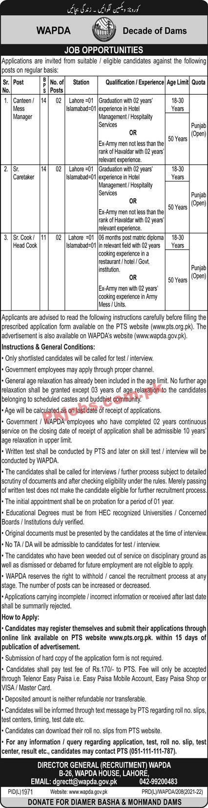 WAPDA Jobs 2022 | Water & Power Development Authority WAPDA Management Support Staff Jobs 2022