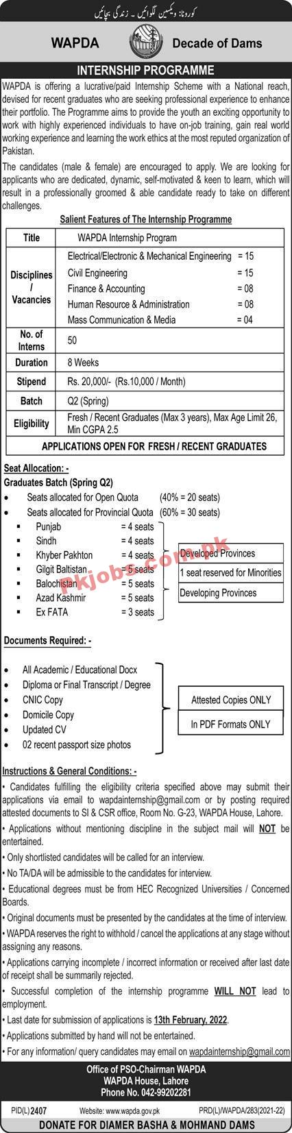 WAPDA Jobs 2022 | Water & Power Development Authority WAPDA Headquarters Announced Latest Advertisement Jobs 2022