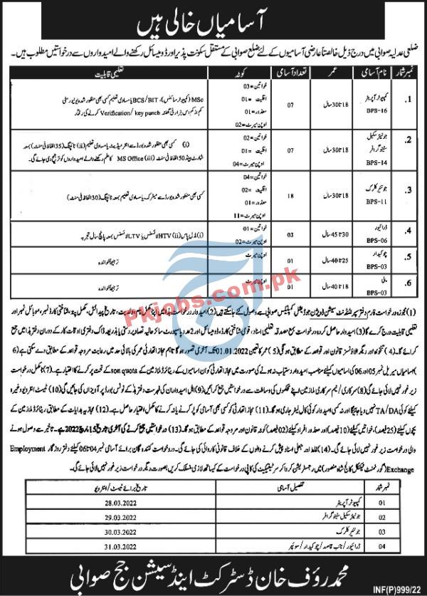 Court Jobs 2022 | District & Session Court Judge Office Announced Management Jobs 2022