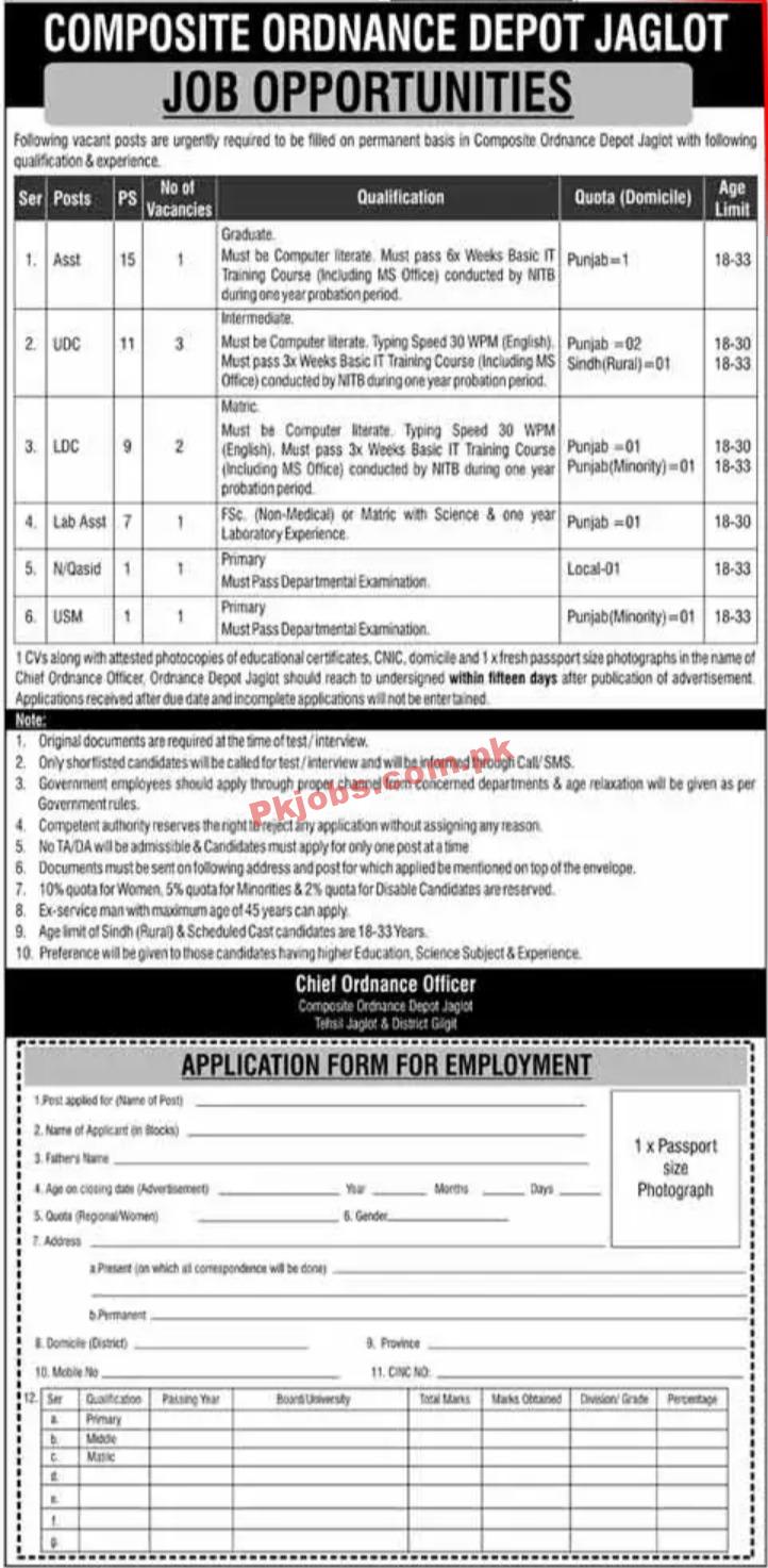 Army Jobs 2022 | Pakistan Army Composite Ordnance Depot Headquarters Announced Management Jobs 2022