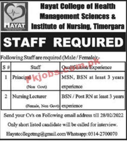 Jobs in Hayat College of Health Management Sciences