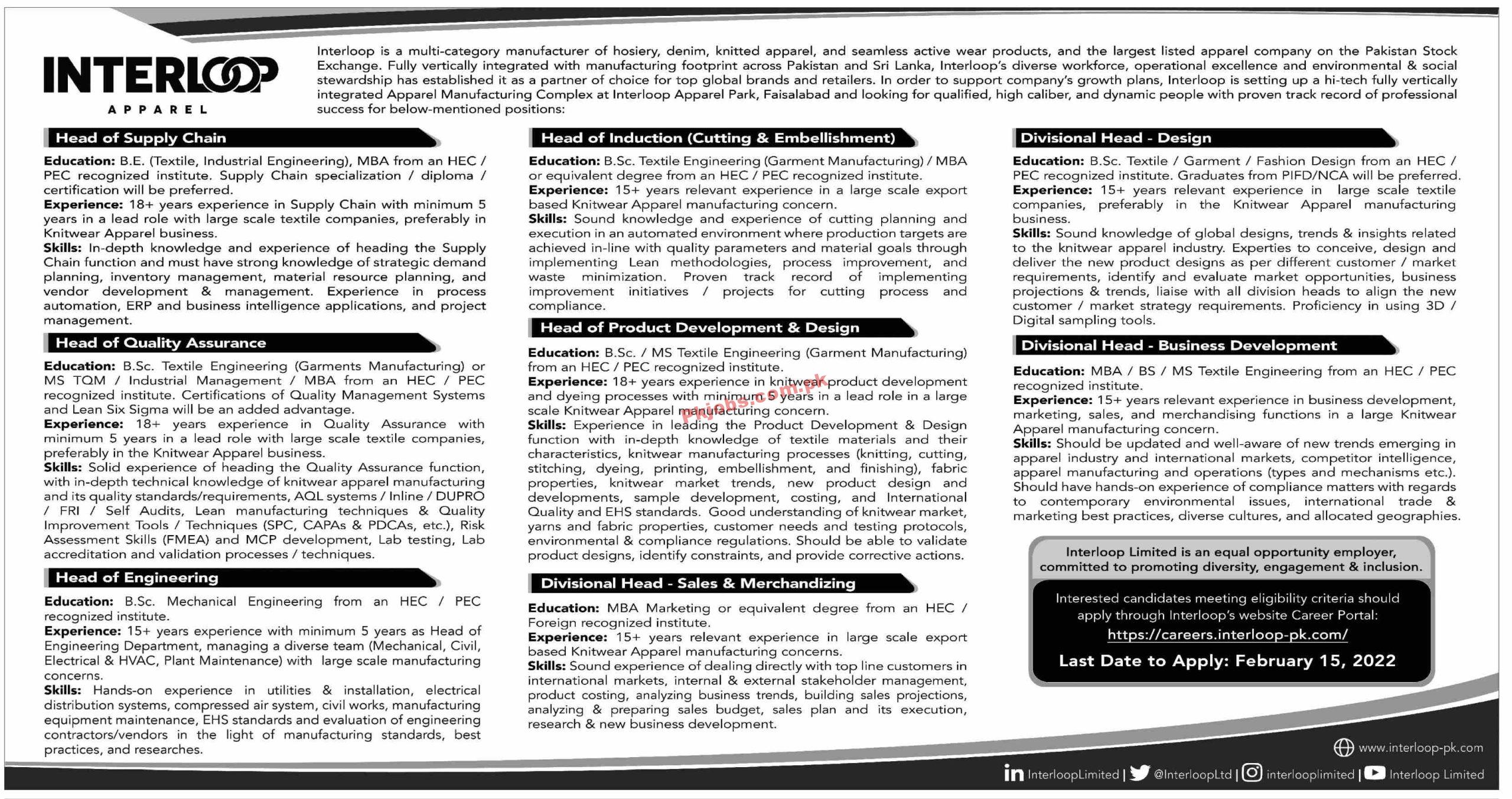 Jobs in Interloop Apparel