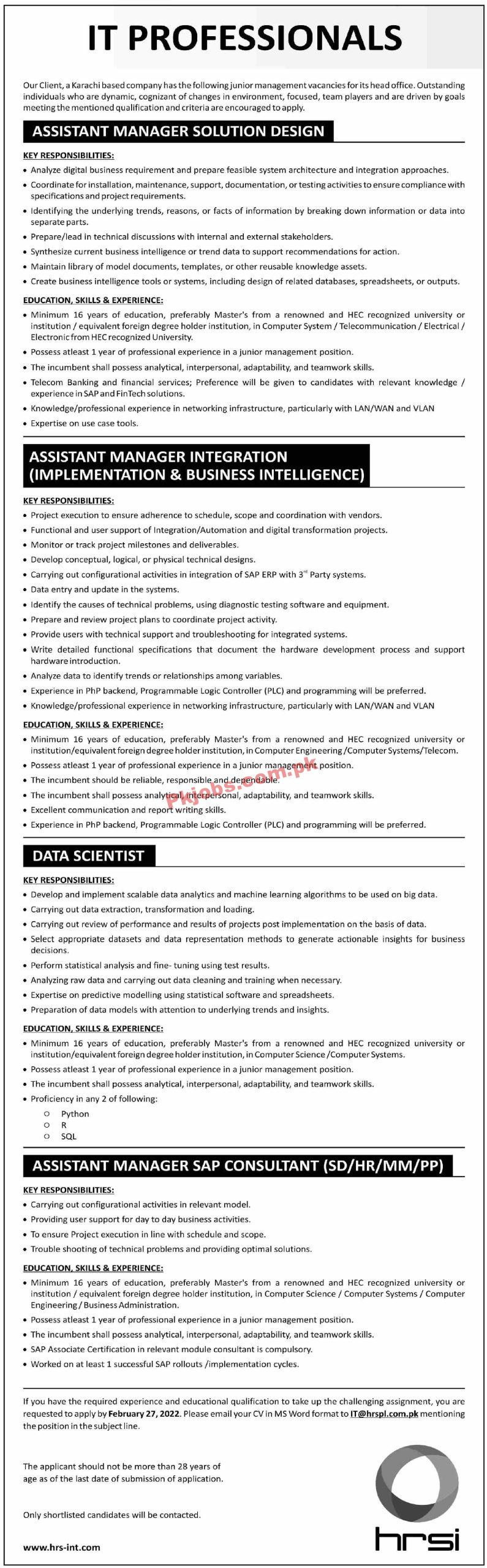 Jobs in Karachi Based Company