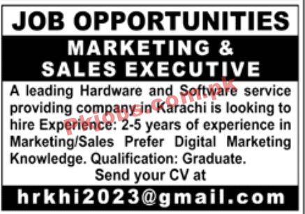 Jobs in Leading Hardware and Software Service Providing Company