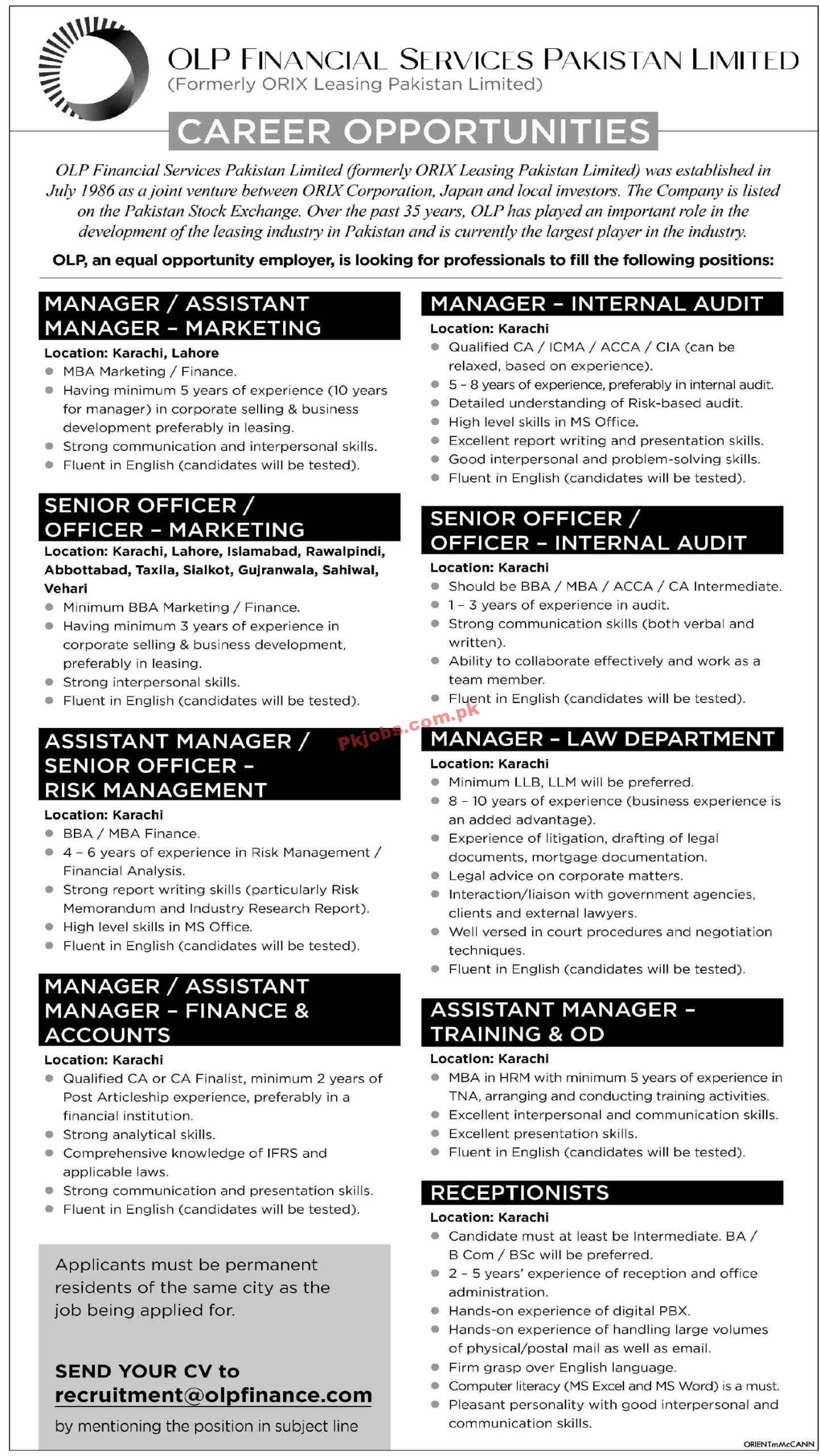 Jobs in OLP Financial Services Pakistan Limited