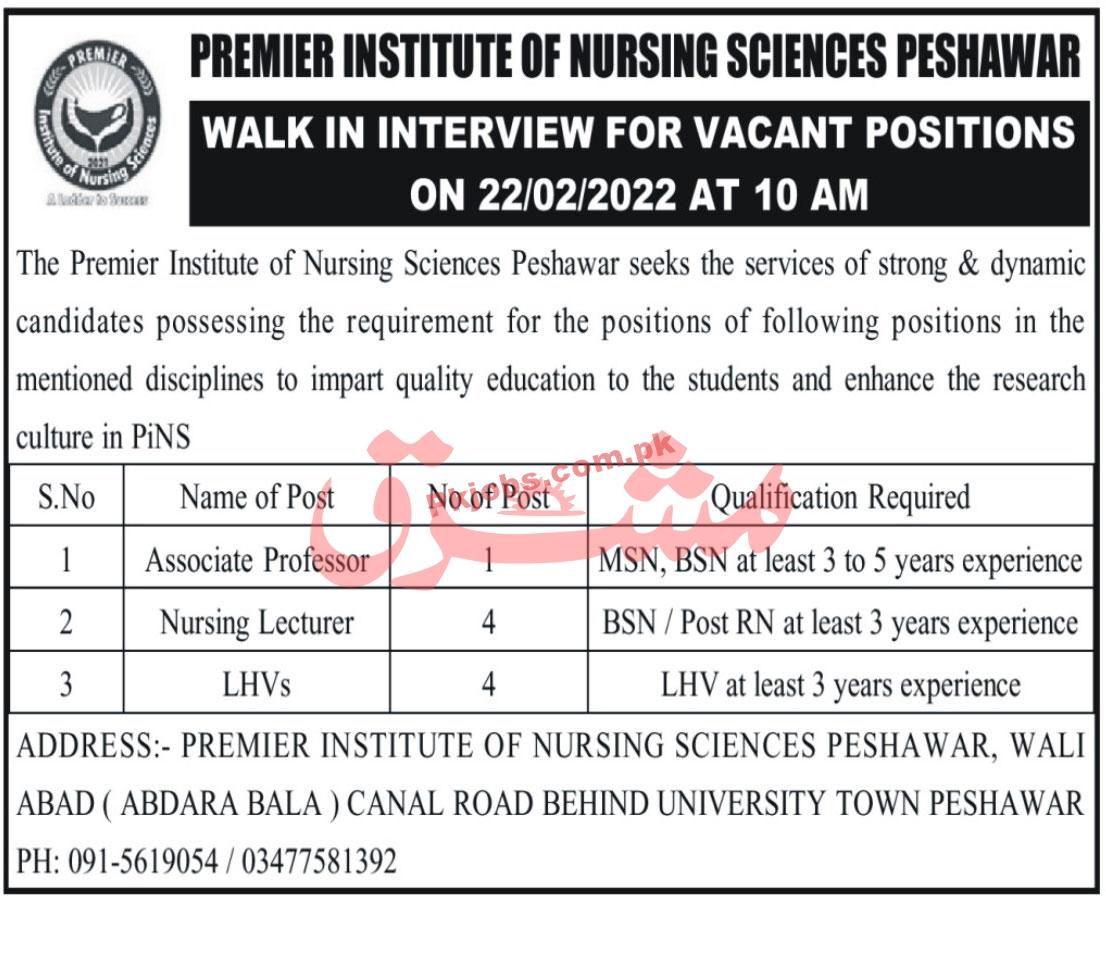 Jobs in Premier Institute of Nursing Sciences
