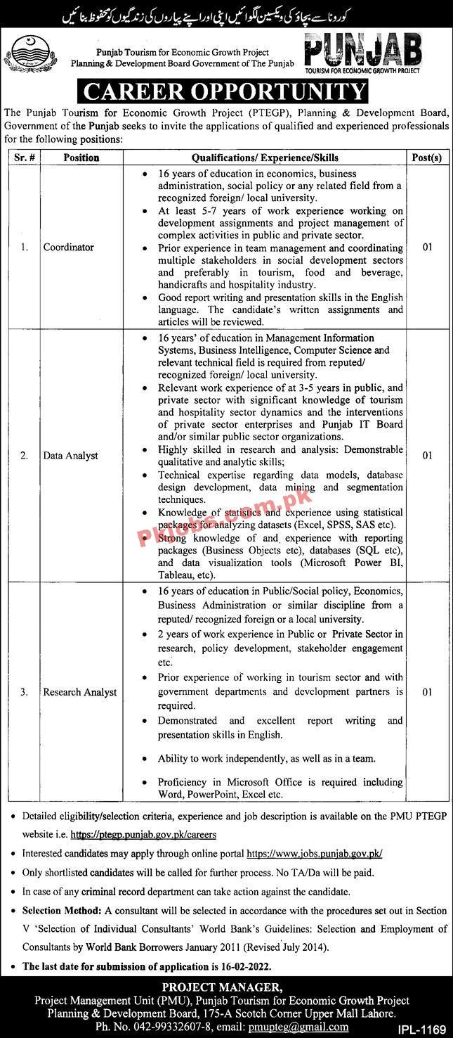 Jobs in Punjab Tourism for Economic Growth Project Planning & Development Board Government of the Punjab