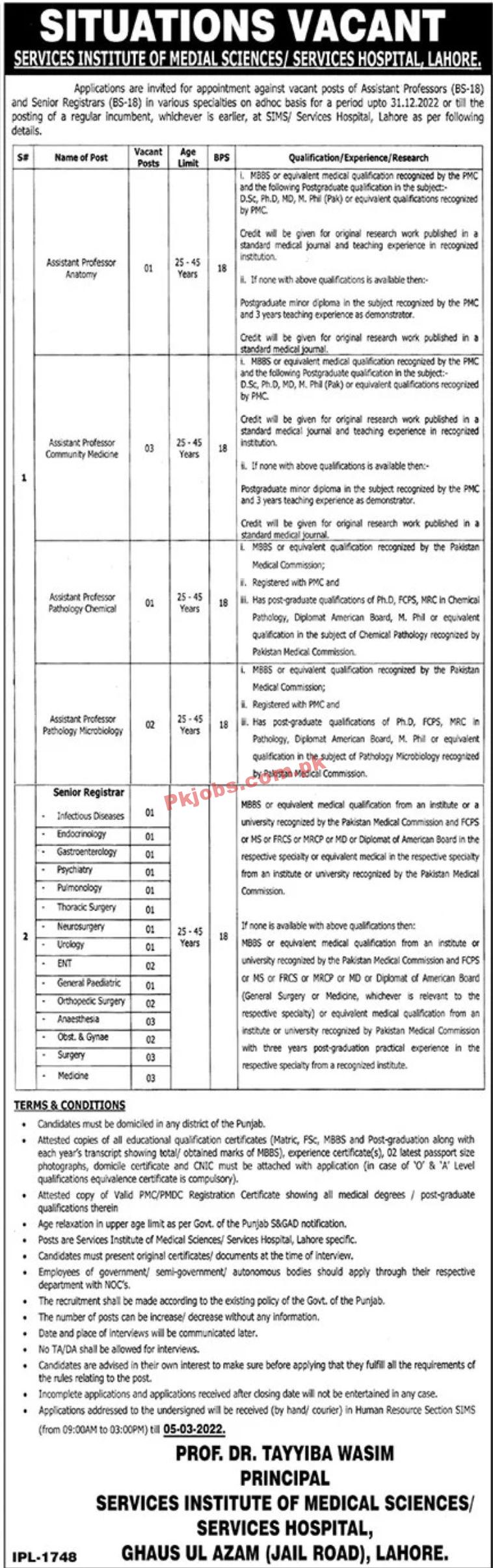 Jobs in Services Hospital Lahore