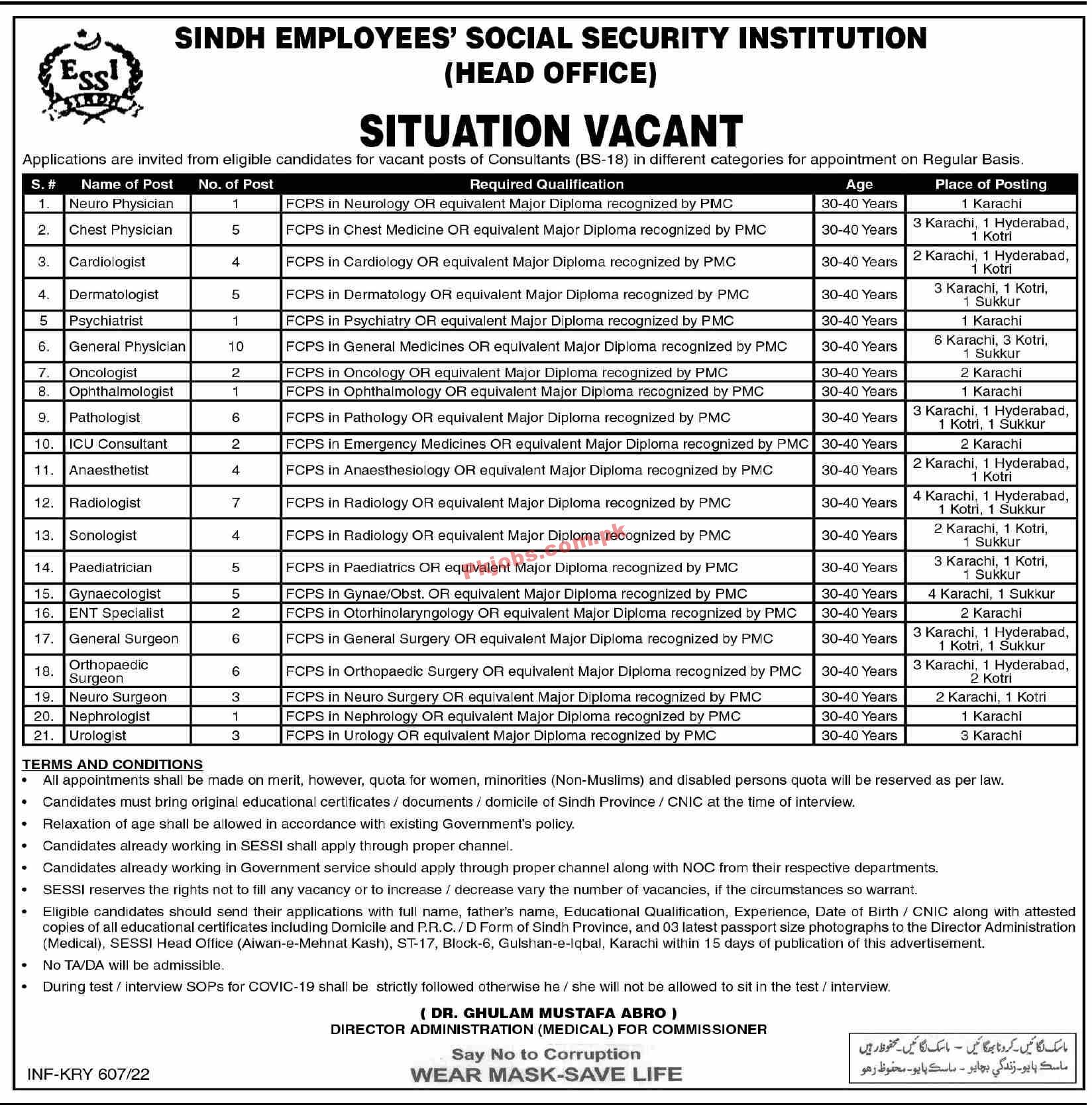 Jobs in Sindh Employees Social Security Institution